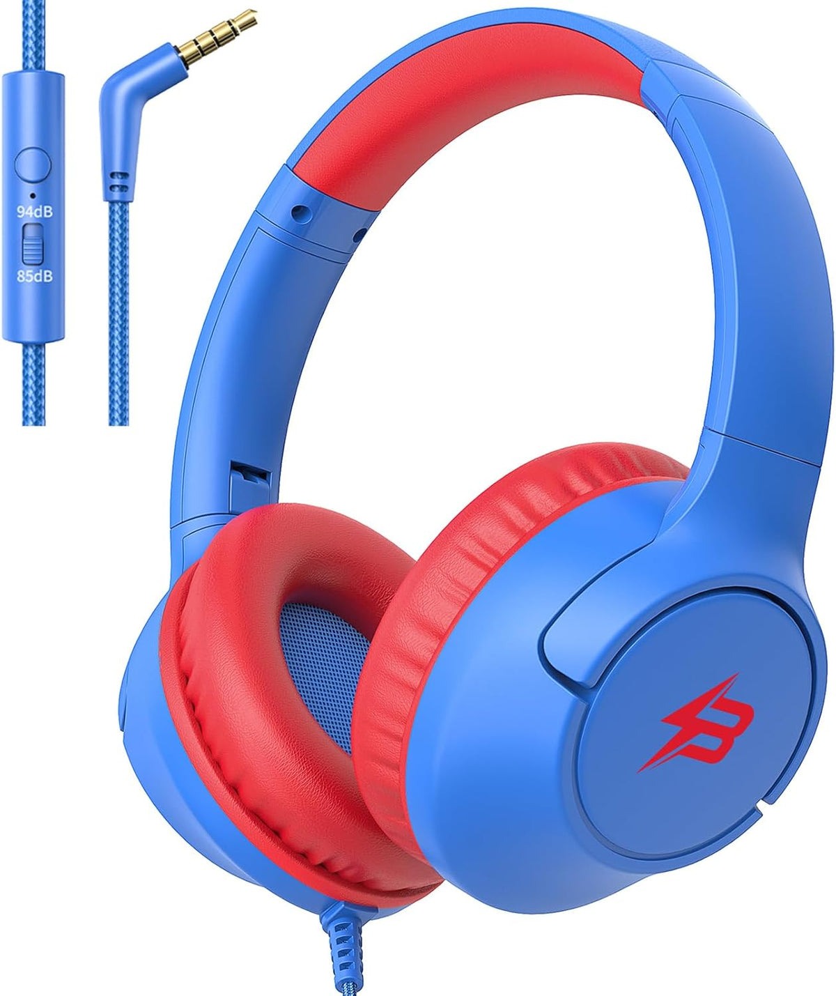 85/94 3.5mm Kids Headphones for School, dB Volume Limit, Wired Over Ear Headphones for Kids Boys Girls with Microphone