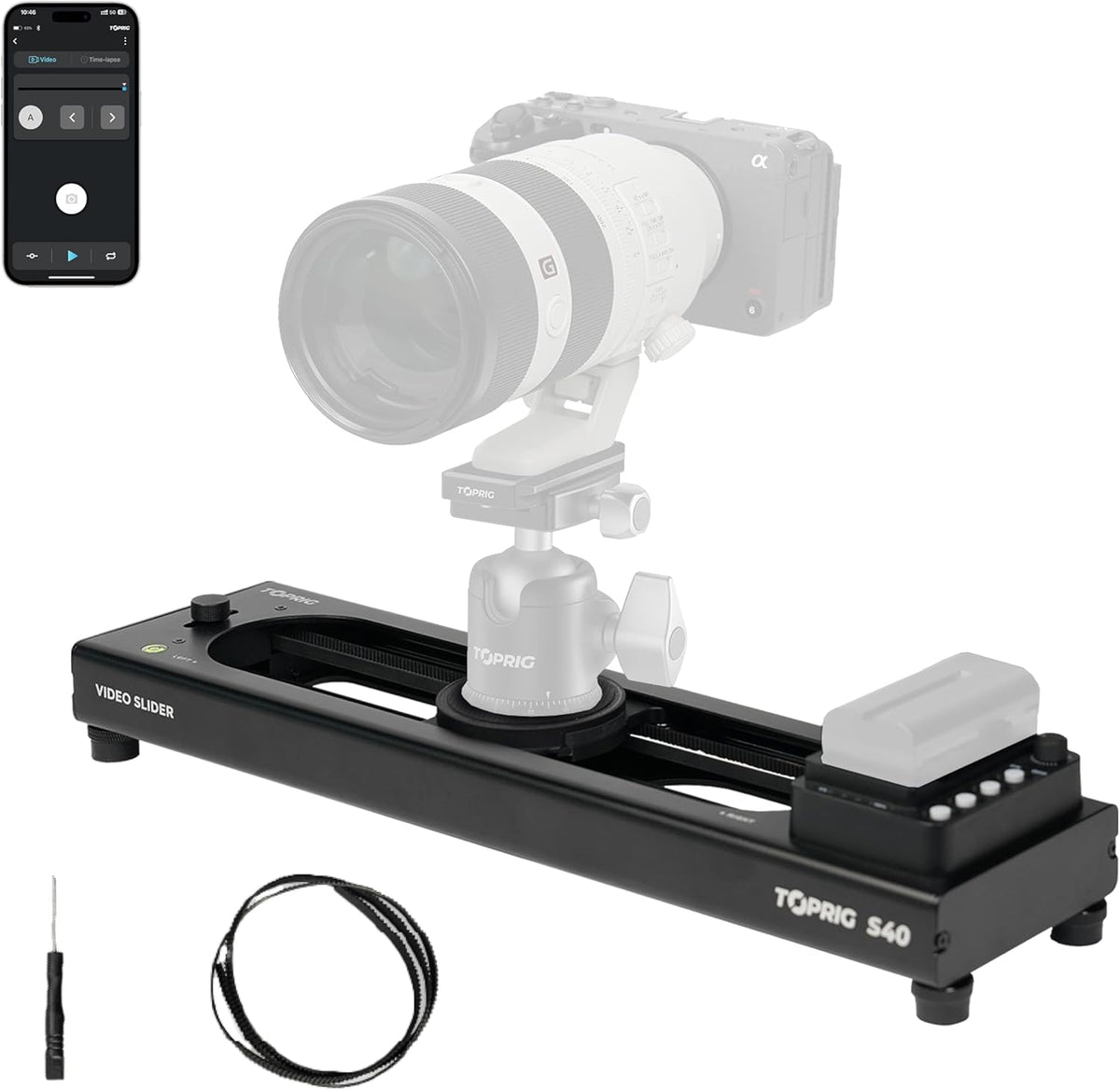 Accsoon Motorized Camera Slider, Adjustable 16''/40 cm Bluetooth Video Slider with Button/APP Control, Time-Lapse/Loop Mode, Speed Knob, 120° Panoramic Shooting, Compatible with DSLR, GoPro, Phone