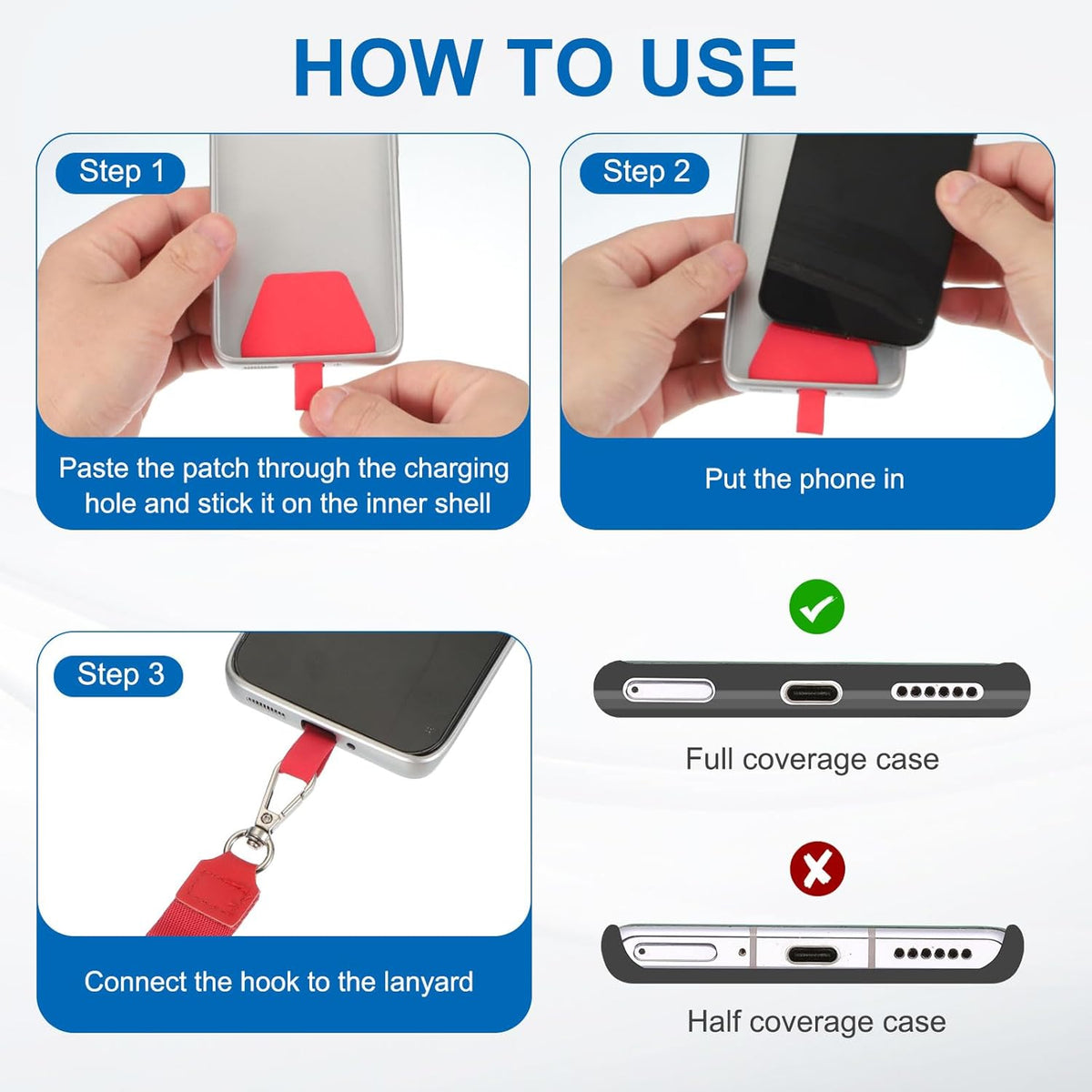 PATIKIL Smart Phone Lanyard with Wrist Strap and Patches for Most Smartphones ID Badges Keychain