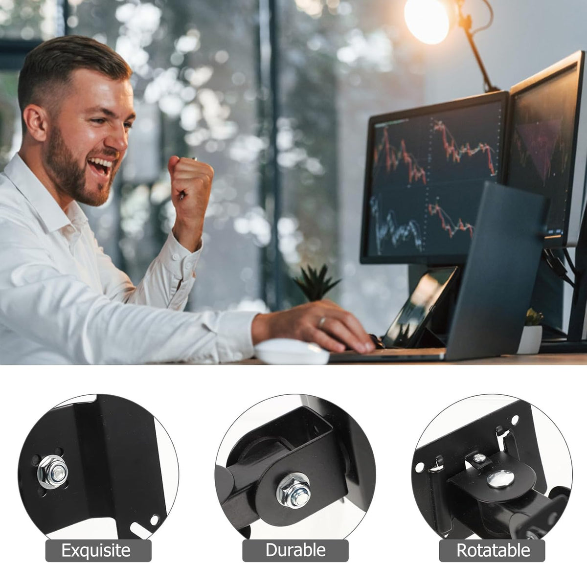 Homoyoyo 360 14-27 Inch Wall Mount Tv Bracket and Monitor Mount with Rotation Metal Pivot, Compatible with LCD Screens