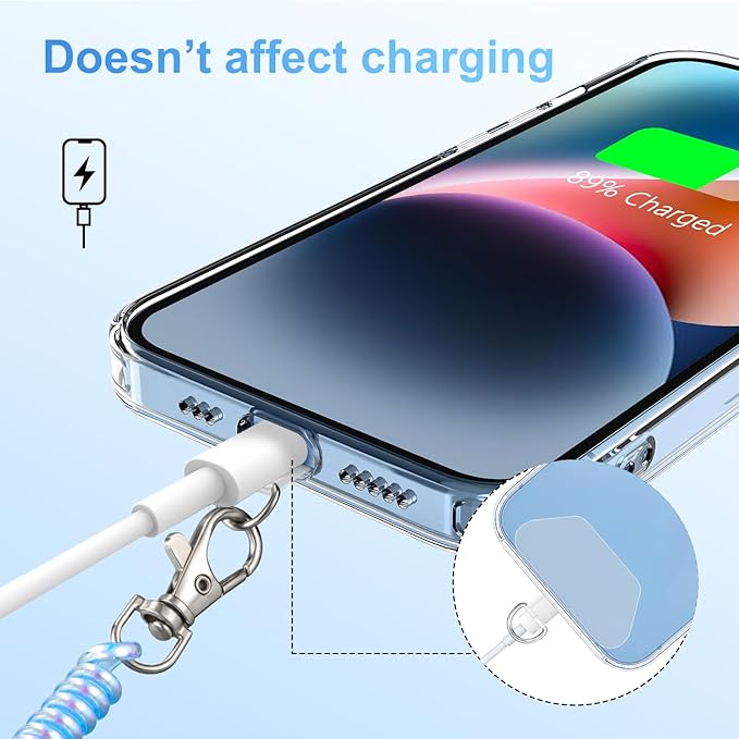 SHANSHUI Phone Tether, 2 Pcs Anti Theft Spring Phone Strap, 4 x Tether Pacthes & Carabiner Clips Universal CellPhone Lanyard for Keys Outdoor Skiing Hiking Fishing Fitting for All Smartphones