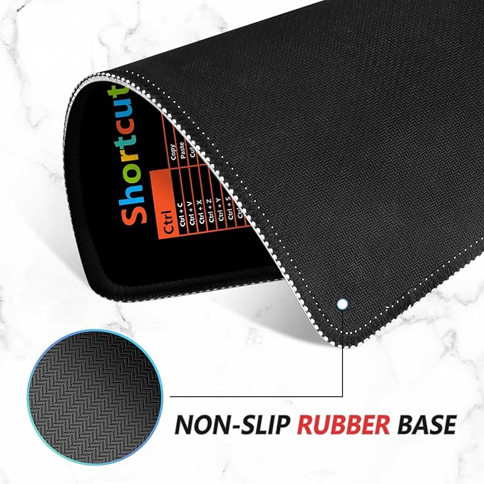 ITNRSIIET Mouse Pad Non-Slip Rubber Base Smooth Surface Stitched Edges Waterproof Durable Compatible with All Mice for Office & Gaming, Desk Accessory, 10.2x8.3x0.12 inch, WinShortcuts