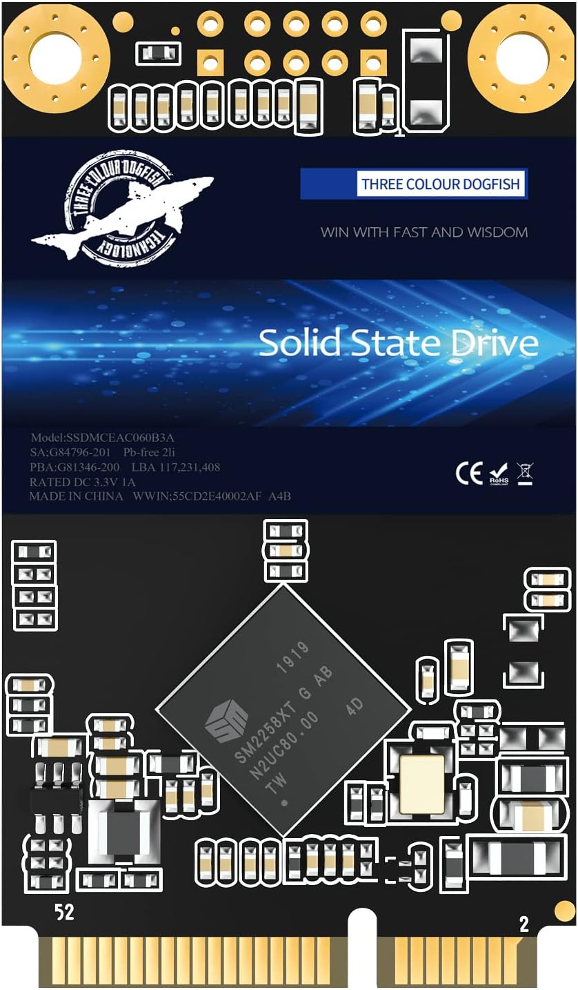 SSD mSATA 64GB Dogfish Internal Solid State Drive High Performance Hard Drive for Desktop Laptop SATA III 6Gb/s Mini ssd (64GB Msata)