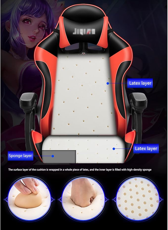 Office Gaming Chair Computer Chair Boys Home Boss Chair Ergonomic Chair Seat Game Chair Lift Reclining Swivel Office Chair (Size:Aluminum Alloy feetColor:Blue)