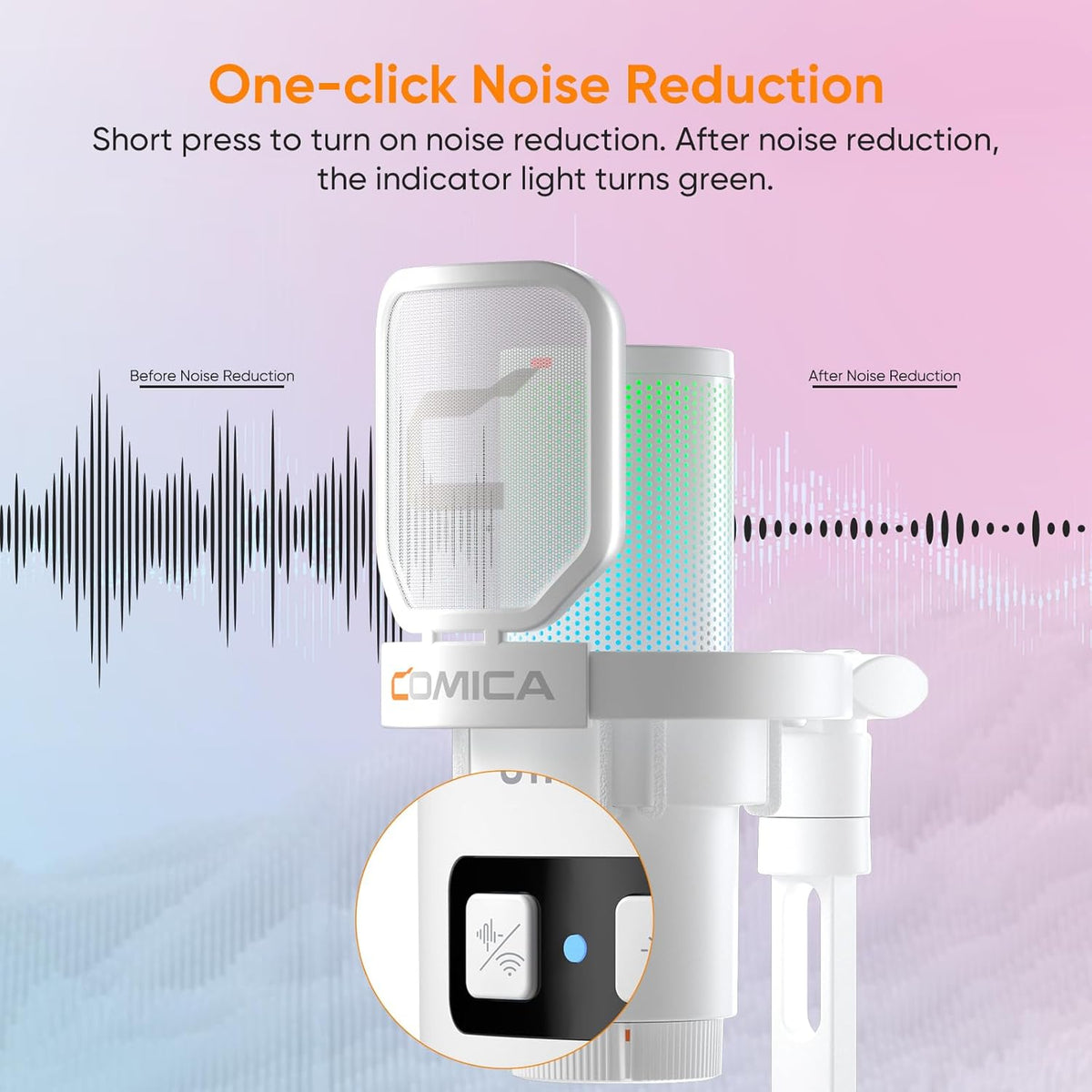 COMICA EJoy Uni Pro Wireless USB Condenser Gaming for PC, PS4, PS5, USB C Phone and Mac, RGB Computer Mic for Twitch, Streaming/Podcasting/YouTube, Noise Cancellation Mic with Mute, Gain, Monitoring