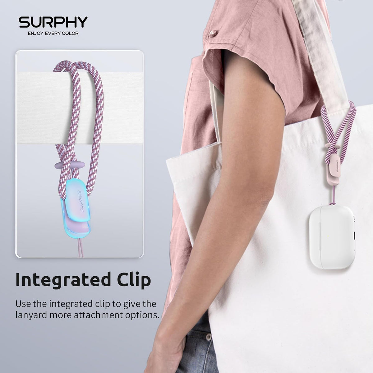 SURPHY 2 Pack Phone Lanyard for Cellphone Case, Phone Wrist Strap for Case, Cellphone Strap with 2-Color Braided, Charm Wrist Lanyard for Women and Men, Pink & Lilac