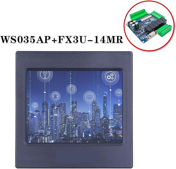 FX3U+HMI Support WS-035AP Touch Screen with FX3U-48MT -48MR -32MT -24MR -24MT -14MR -14MT RTU MODBUS RTC(with 3U-48MR)