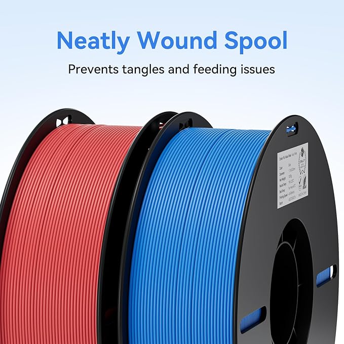 Creality PLA Filament 1.75mm PLA 3D Printer Filament 2kg Cardboard Spool (4.4lbs) Dimensional Accuracy +/- 0.02mm Fit Most FDM Printer (Red &amp Blue 2-Pack)