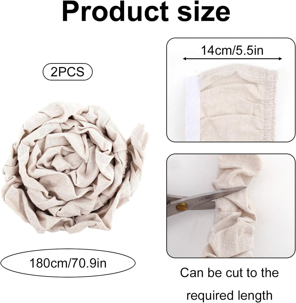 Fukaisu 180x14cm/70.9x5.5in Fabric Cord Cover, Linen Cable Sleeve for Chandelier Chain Lamp Wires TV Cords & Home Cable