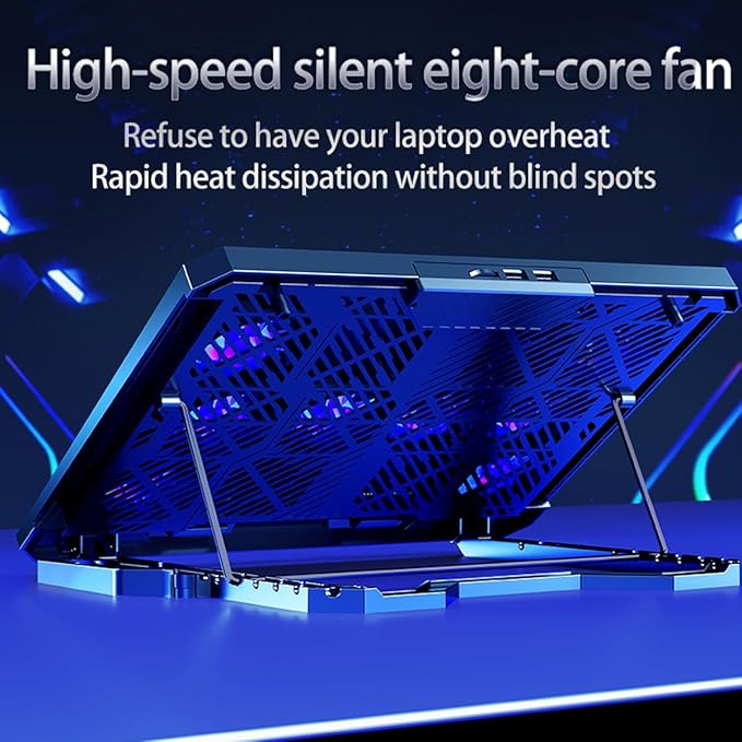 Laptop Cooling pad for Hp Pavilion 14m-dy0023dx 14m-dy0033dx Gaming laptops Laptop Cooler with 8 Fan Adjustable Speed 5-Level Height Adjustment Mute Silent2 USB-A PortBuilt-in Phone Stand