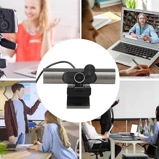 2K 30fps Webcam with Dual Noise Reduction Microphones Light Color Calibration Wide Angle View Plug and Play - Clear Imaging for Video Conference