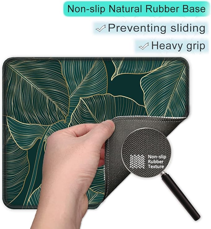 ITNRSIIET Mouse Pad with Stitched Edge Premium Textured Smooth Precise Operation Waterproof Washable Non-Slip Rubber Base Desktop Protection Mat, 10.2×8.3×0.12 inches, Palm Texture