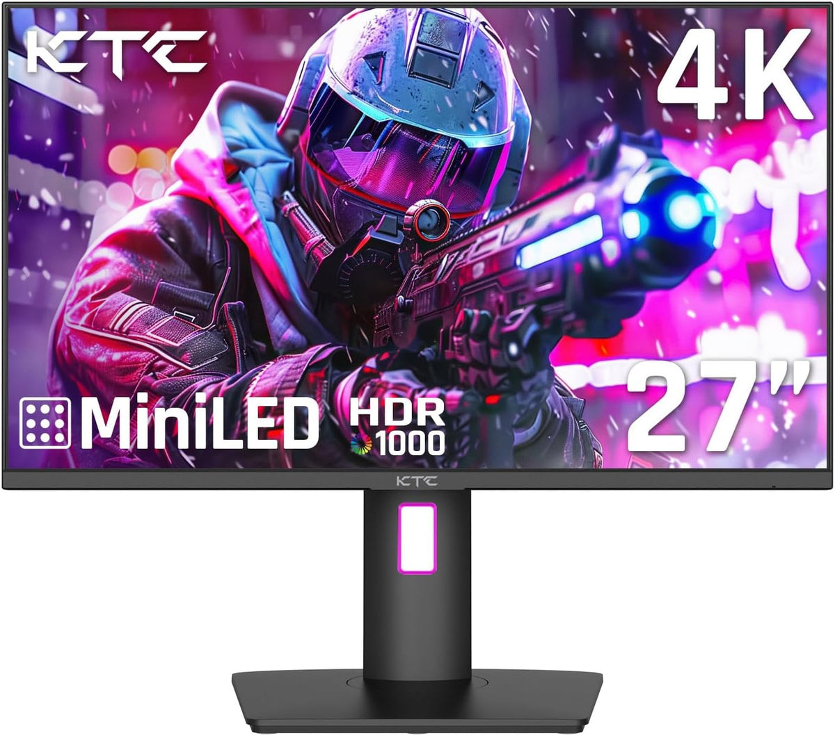 KTC 27 Inch 4K Mini LED Monitor, Fast IPS, HDR1000 160Hz 144Hz Gaming Monitor, Speakers, Type-C 90W, HDMI/DP/USB, Swivel/Height/Pivot/Tilt, VESA, Vertical Monitor for Gaming & PC