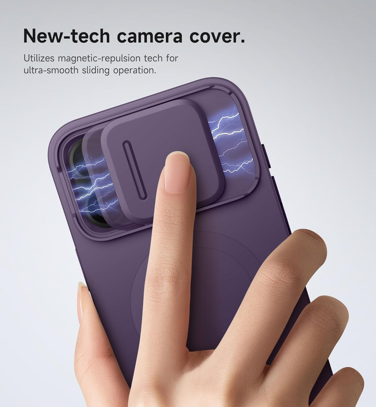 SURITCH for iPhone 16 Pro Max Case with Magnetic Camera Slide Cover and Adjustable Kickstand, Compatible with MagSafe, Shockproof Bumper Case Slim Protective Cover 6.9 Inch, Dark Purple