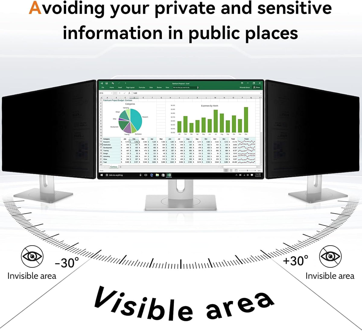 Mamol 24 Inch Computer Privacy Screen Filter for 16:9 Aspect Ratio Widescreen Monitor - Removable Computer Screen Privacy Shield and Anti Glare Blue Light Filter, Anti-Scratch Screen Protective Film