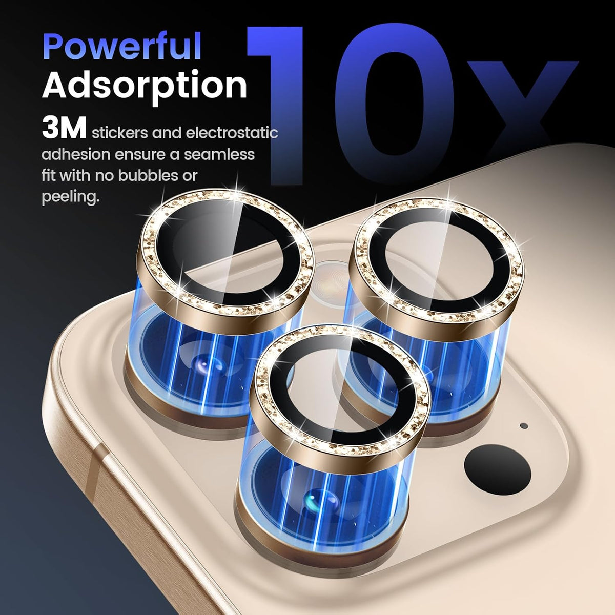 Tensea Camera Lens Protector Compatible for iPhone 16 Pro Max/16 Pro/14 Pro Max/14 Pro, Metal Aluminum Alloy Tempered Glass Cover Camera Screen Protector Accessories, Case Friendly