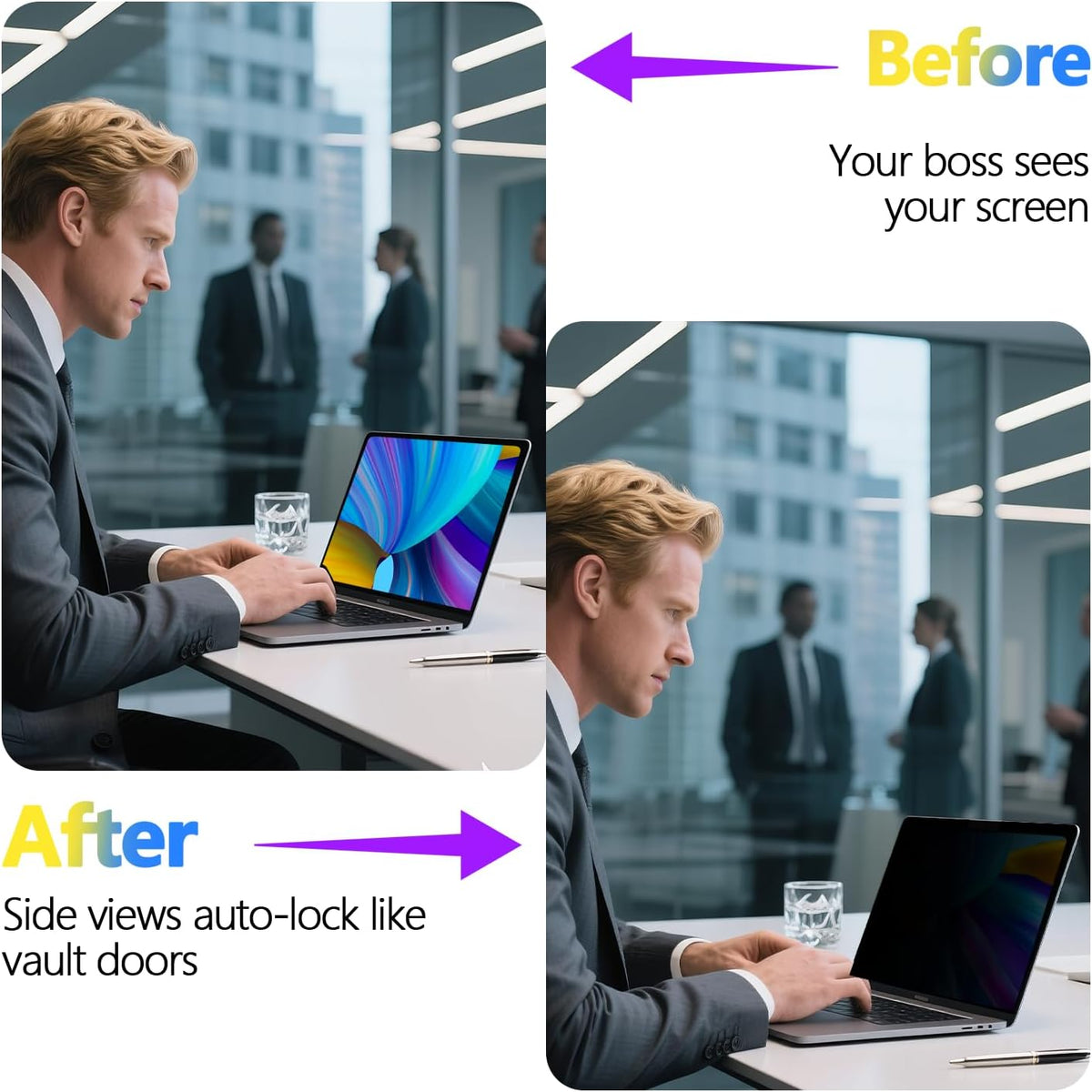 Magnetic Privacy Screen Protector for MacBook Air 13.6 & 13 Inch 2022-2025 (M2/M3/M4) | Removable Anti-Spy Glare Blue Light Shield, 13.6inch Mac Laptop Privacy Filter