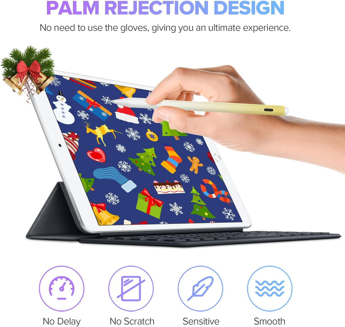 Stylus Pen for iPad 6th-11th Generation-2X Fast Charge Active Pencil Compatible with 2018-2025 Apple iPad Pro 11"/12.9"/M4, iPad Air 3/4/5/M2/M3,iPad Mini 5/6 Gen-Gradient White Yellow