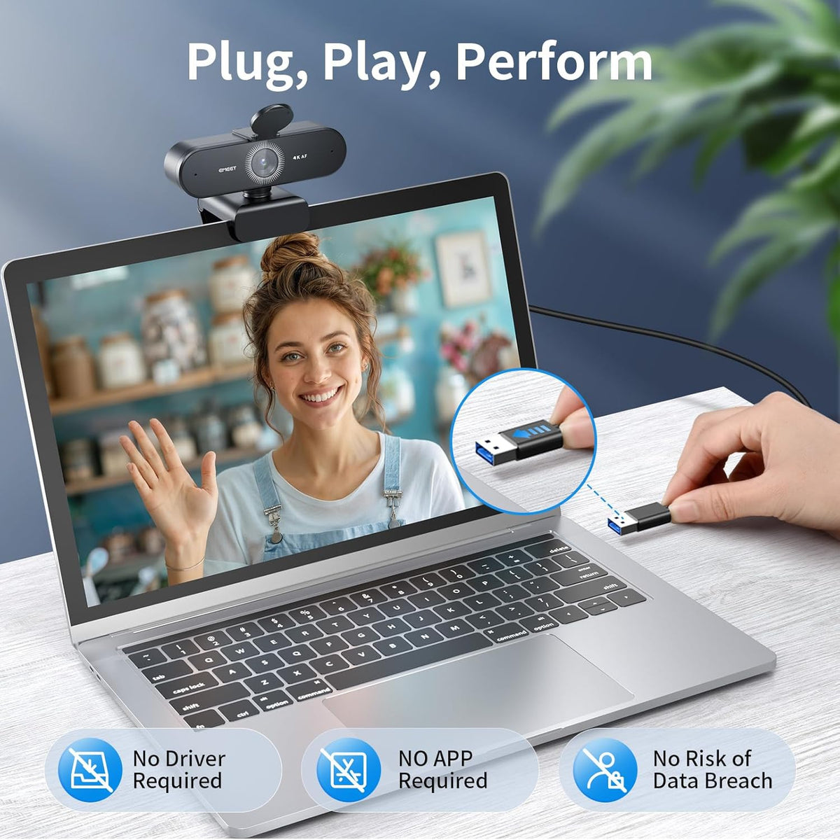 EMEET NOVA 4K Webcam for PC - Ultra 4K HD, PDAF Autofocus, Dual Noise-Cancelling Mics, 73° FOV, Auto Light Correction, USB-A, Privacy Cover, Ideal for High-End Business Meetings&Live Streaming