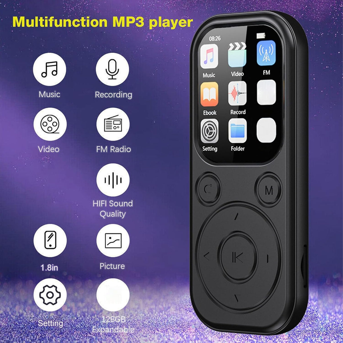 BONKZEBU MP3 MP3 8, 10.12 (32G Portable HiFi Music Player,Large Storage Capacity Player,HiFi Sound Quality Portable