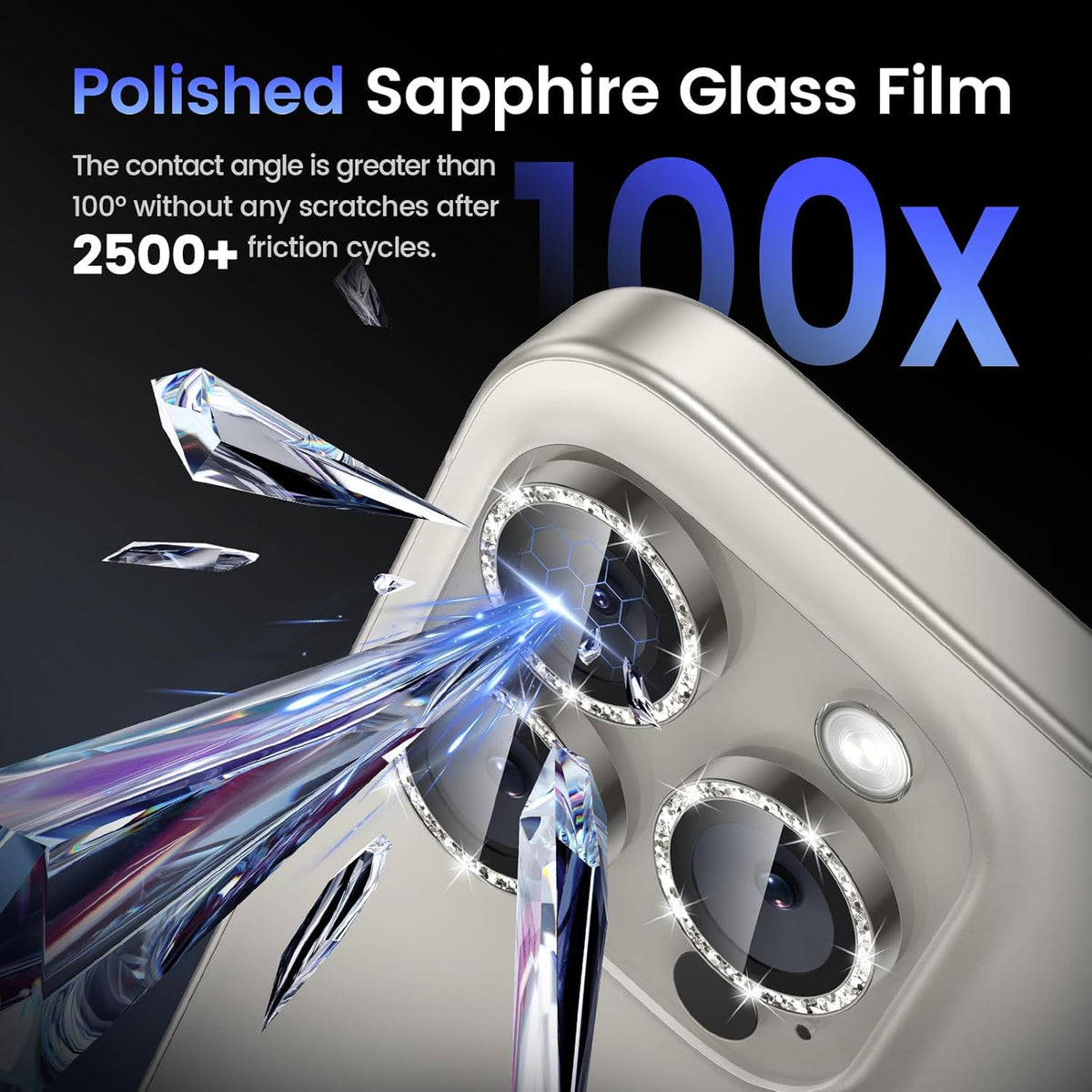 Tensea Camera Lens Protector Compatible for iPhone 16 Pro Max/16 Pro/14 Pro Max/14 Pro, Metal Aluminum Alloy Tempered Glass Cover Camera Screen Protector Accessories, Case Friendly