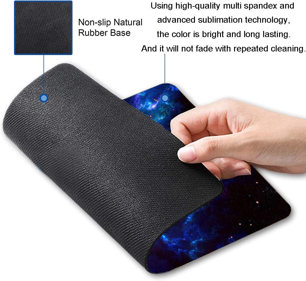 Galaxy Stars Light Black Mouse Pad, Red and Blue Nebula Mouse Mat, Non-Slip Rubber Base MousePads for Computer Office Laptop, 9.5"x7.9" Inch