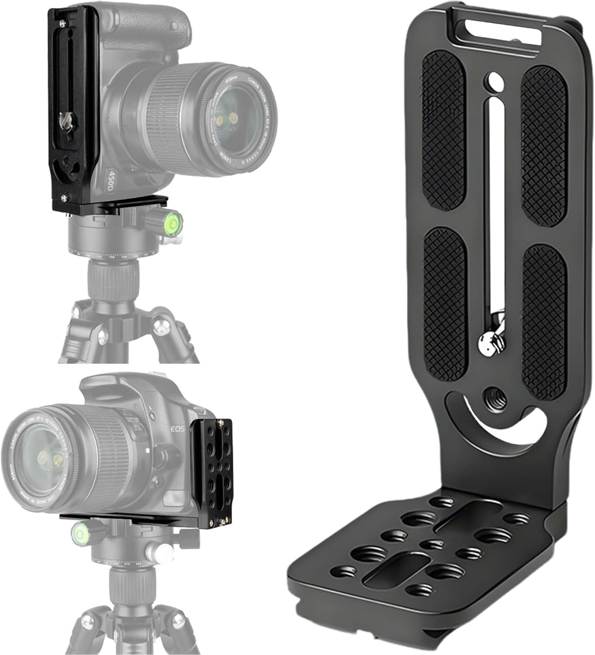 Bestoct 1/4" 3/8" DSLR Camera L Bracket with & Screw Hole, Vertical Horizontal Switching Tripod Mount Quick Release