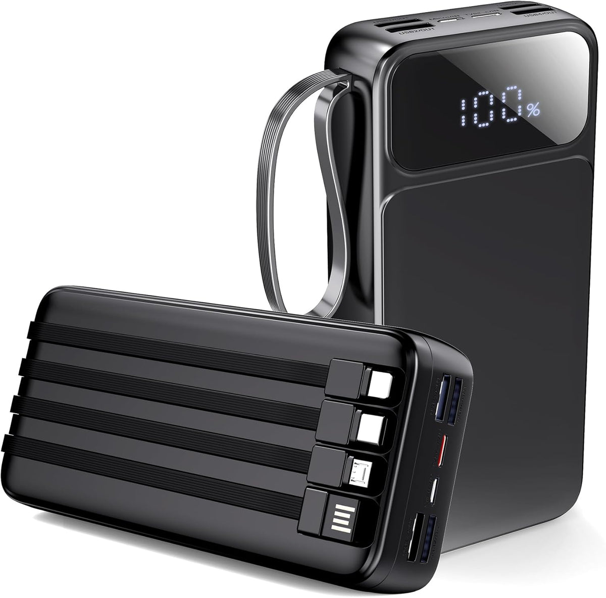 Portable Charger Power Bank 50000mAh- 7 Outputs & 3 Inputs USB-C 22.5W Fast Charging Battery Pack with Built-in Cables and Ports Compatible with Most of Cellphones and Devices, for Travel Camping