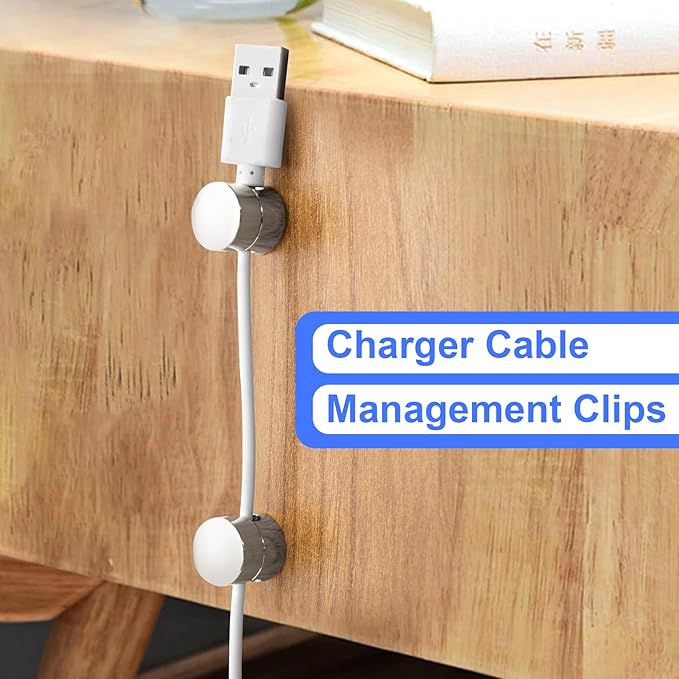 SmallCat 3Sets Charger Holders for Cords, Silver Cord Holder for Nightstand