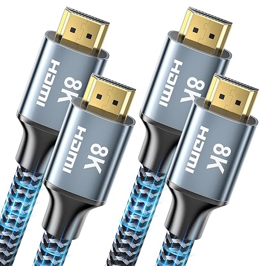 CABNEER 8K HDMI Cable 3 ft 2Pack, 48Gbps High Speed HDMI 2.1 Cable, Braided HDMI Cable 2.1 8K 60Hz 4K 120Hz Support for HDR eARC HDCP 2.2/2.3, HDMI Cord Compatible with HDTV, Laptop, Monitor, PC