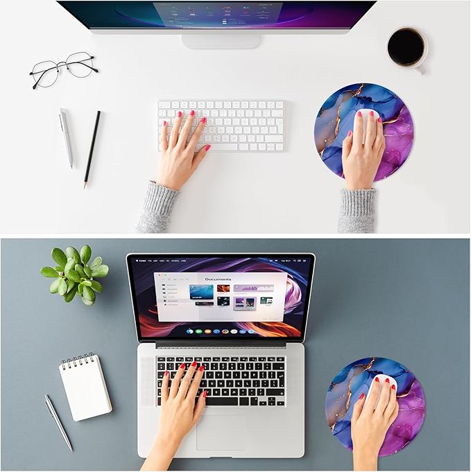 ITNRSIIET Mouse Pad Non-Slip Rubber Base Smooth Surface Stitched Edges Waterproof Durable Compatible with All Mice for Office & Gaming, Desk Accessory, Diameter 8.7 inch, LiquidGold