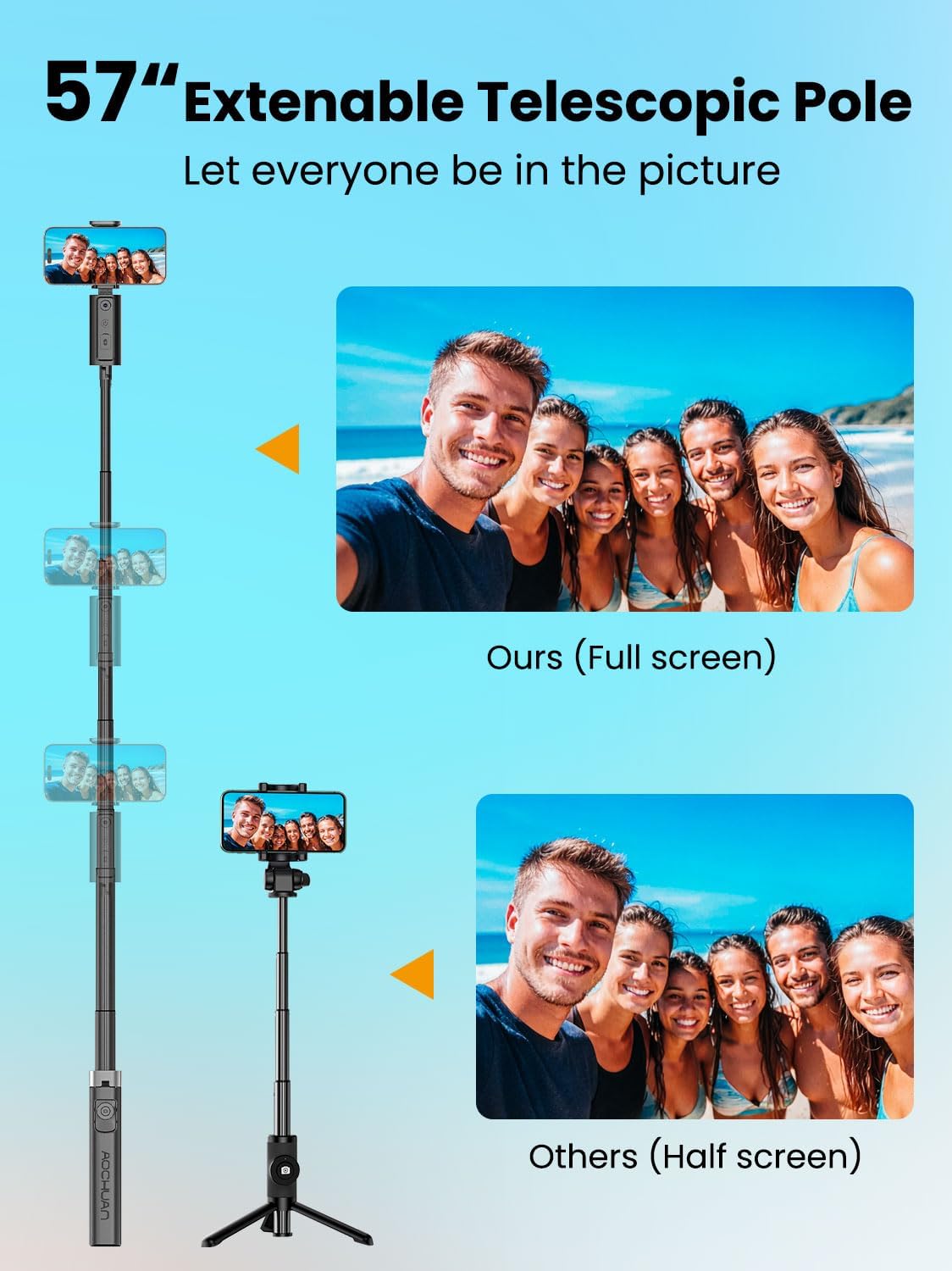 Face Tracking Tripod for iPhone,57'' Expandable Selfie Stick for iPhone,Phone Tripod for Android with Remote, No APP,Gesture Control,Content Creator Essentials for YouTube, Tiktok,Smart M3