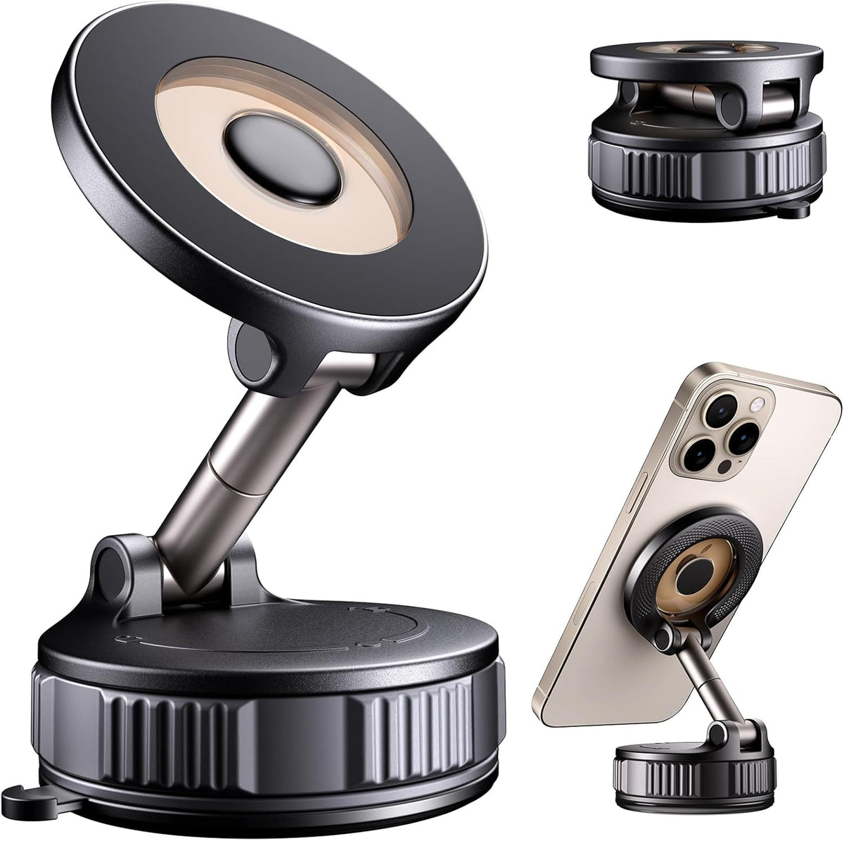 Phone Holders for Your Car, Magnetic Phone Holder for Car Phone Holder [120+ LB Strongest Sucker & 2800gf Strongest Magnetic] 360° Adjustable Magsafe Car Mount for iPhone 16 Pro Max 15 14 13 12 Plus