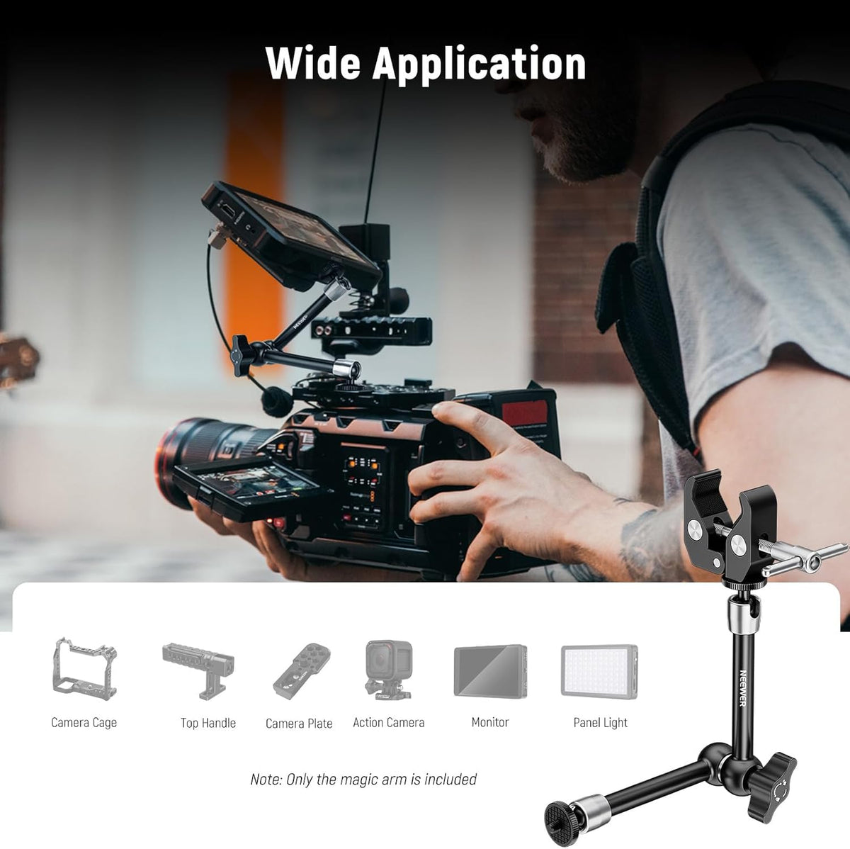 9.8"/25cm 1/4" 3/8" 4.4lb/2kg, ST25C NEEWER Magic Arm with Super Clamp & Cleaning Cloth, & Threads for Flash/LED