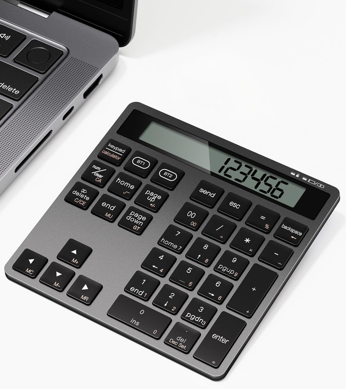 HoRiMe 34 2 1 Number Pad for Laptop - Rechargeable Wireless Number Keypad Keys with Dual Bluetooth, in Numeric Keypad