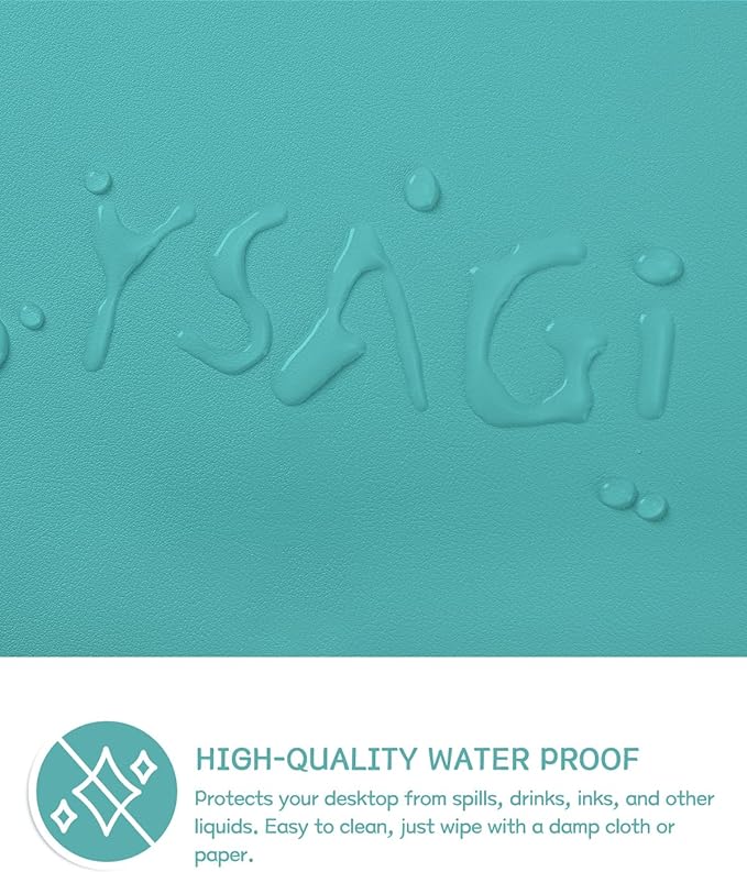 YSAGi Non-Slip Leather Desk Pad, Waterproof Laptop Computer Desk Keyboard Mat, Table Protector Blotter Mat, Large Mouse Pad for Office/Work/Home/Decor(Green Blue, 23.6" x 13.7")