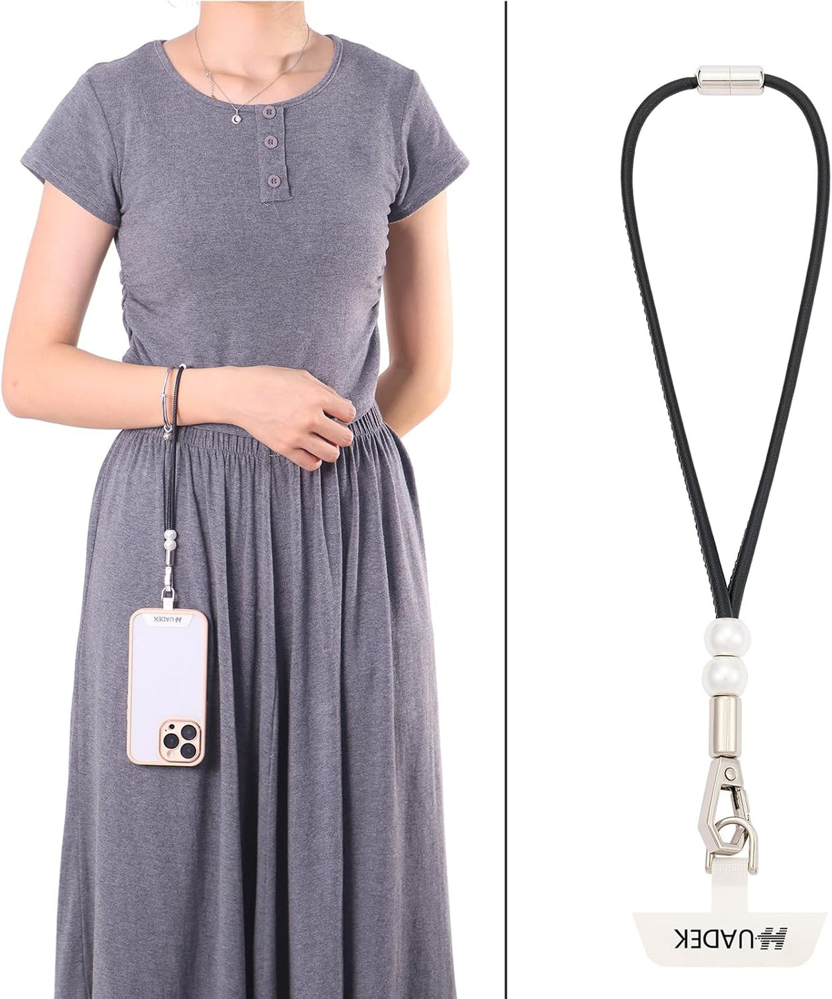 cell phone lanyard Detachable Phone Chain Strap Leather 2-in-1 anti theft phone strap