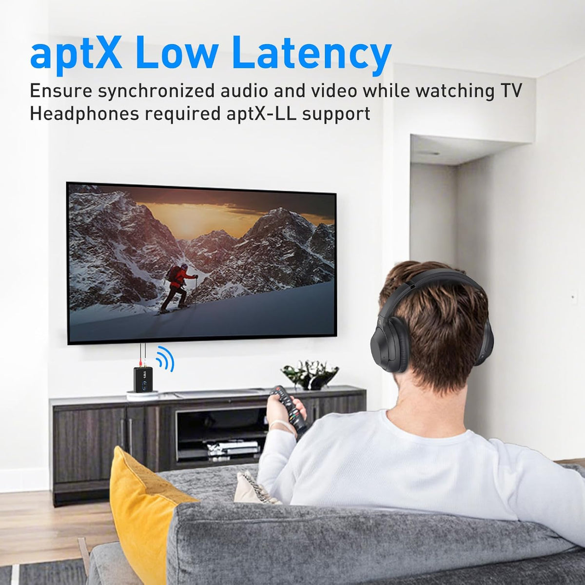 1Mii RCA Bluetooth 5.3 Adapter for TV, 3.5mm AUX Bluetooth Transmitter Receiver for 2 AirPods or Headphones, Home Stereo, Speakers, Projector, Treadmills, PC, with Volume Control, aptX Low Latency