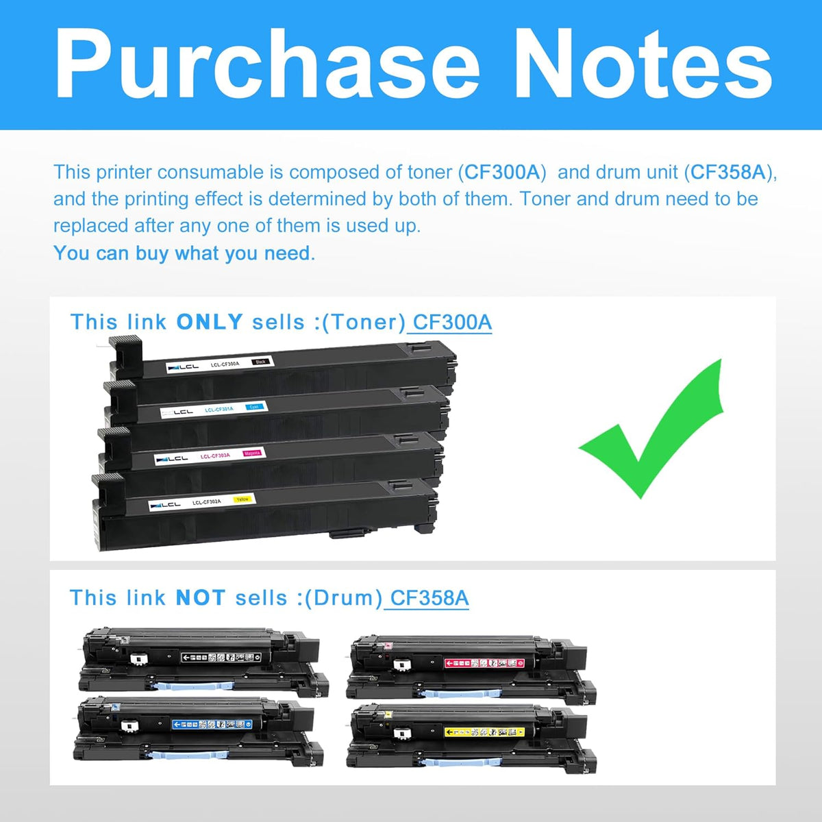 LCL 827A Toner Cartridge Replacement for HP 827A CF300A CF301A CF302A CF303A for MFP M880z M880z+ Printer (4-Pack KCMY)