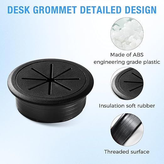 BOPOREAE 2 Pcs Desk Grommet 2-1/16" (53mm), Desk Hole Cover for Cables