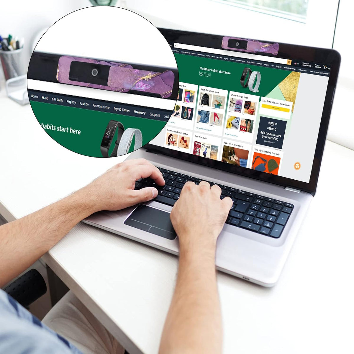 Webcam Cover, 3 Pieces, Laptop Camera Cover, Privacy Shielding Capacity is Twice as Big as The Traditional, Suitable for Computer Mobile Phones, laptops, Tablets and so on (Purple Marble)