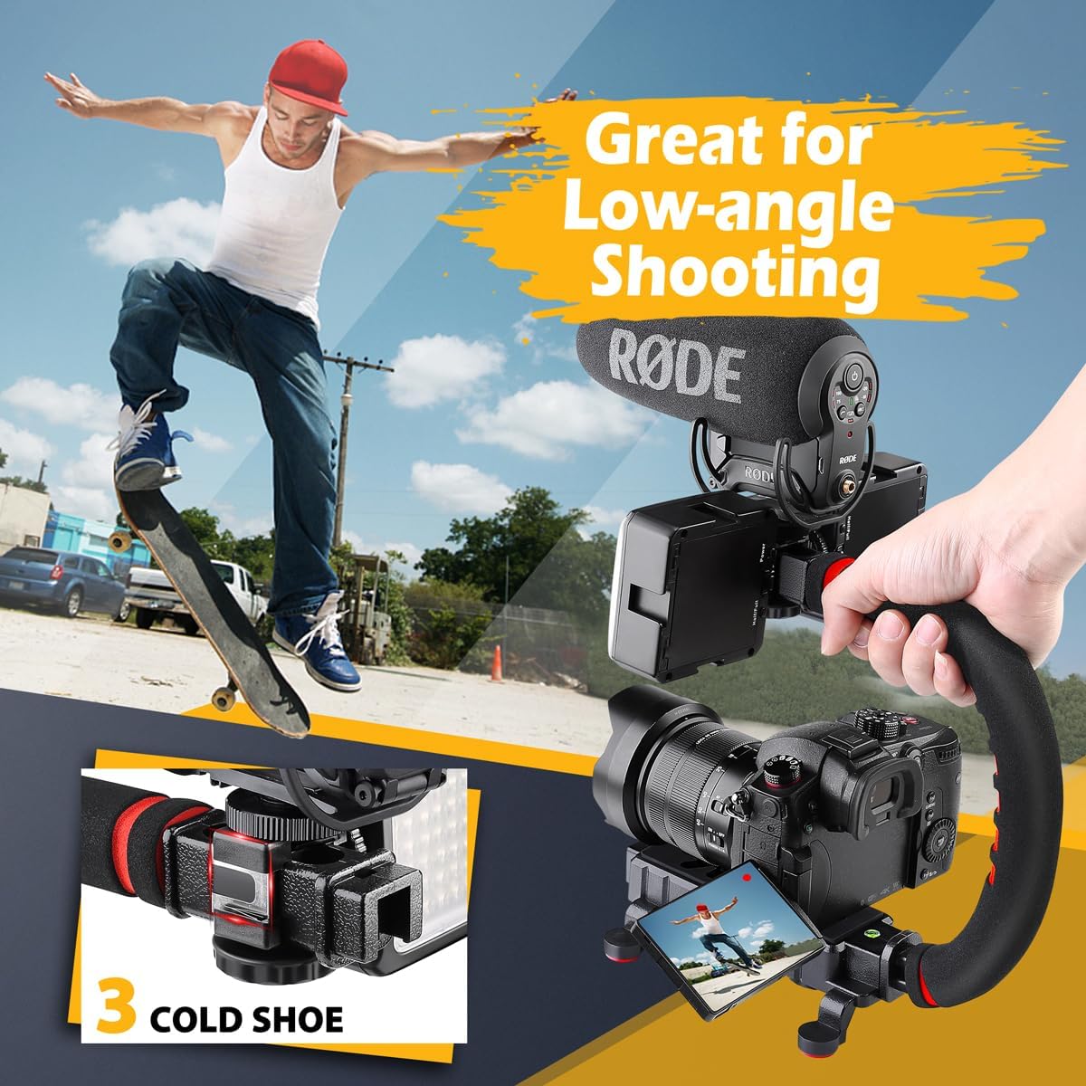 Zeadio Handheld Stabilizer, Versatile Grip Rig with Carrying Case, Compatible with All Smartphones and Action Cameras
