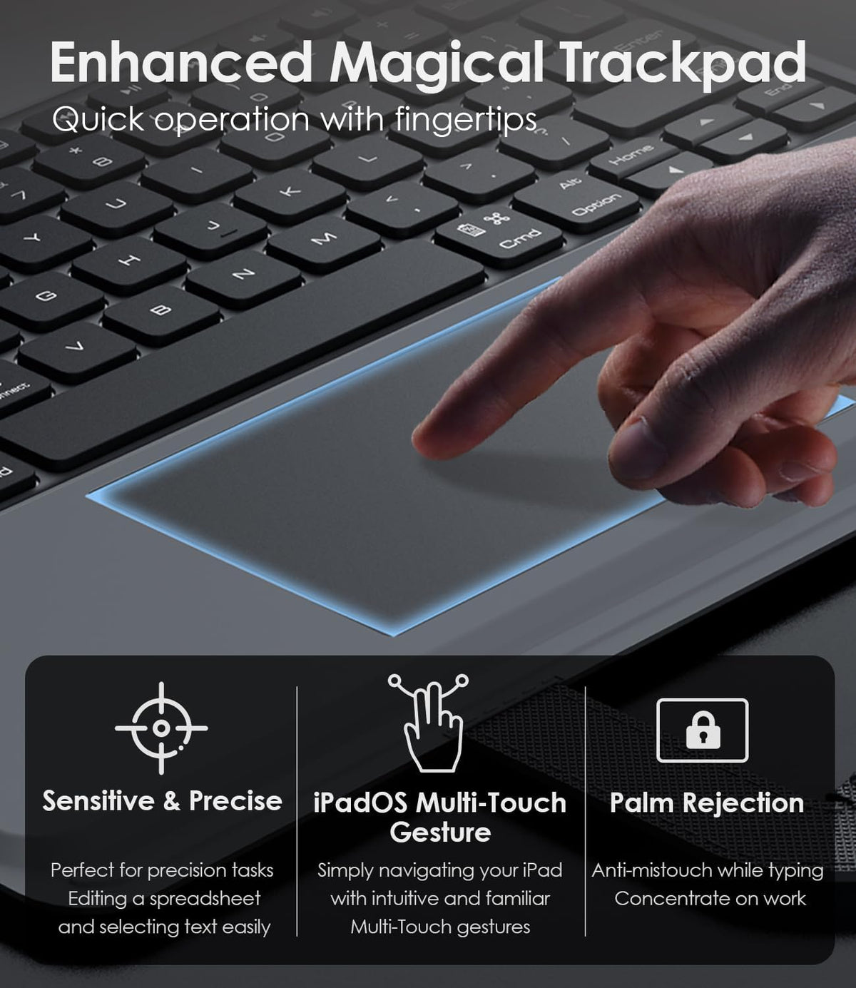 Nillkin Carry Go Keyboard Case for iPad Air 13 inch (M3/M2) with Handle, iPad Pro 12.9 (3rd/4th/5th/6th Gen) Rugged Case with Detachable Keyboard, Magic Trackpad, 7 Colors Backlit, Camera Cover, Black
