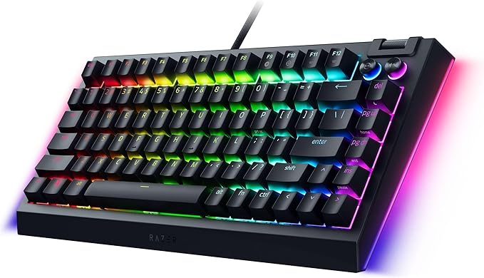 Razer BlackWidow V4 75% Mechanical Gaming Keyboard: Hot-Swappable Design - Compact &amp Durable - Orange Tactile Switches - Chroma RGB - MF Roller &amp Media Keys - Comfortable Wrist Rest - Black