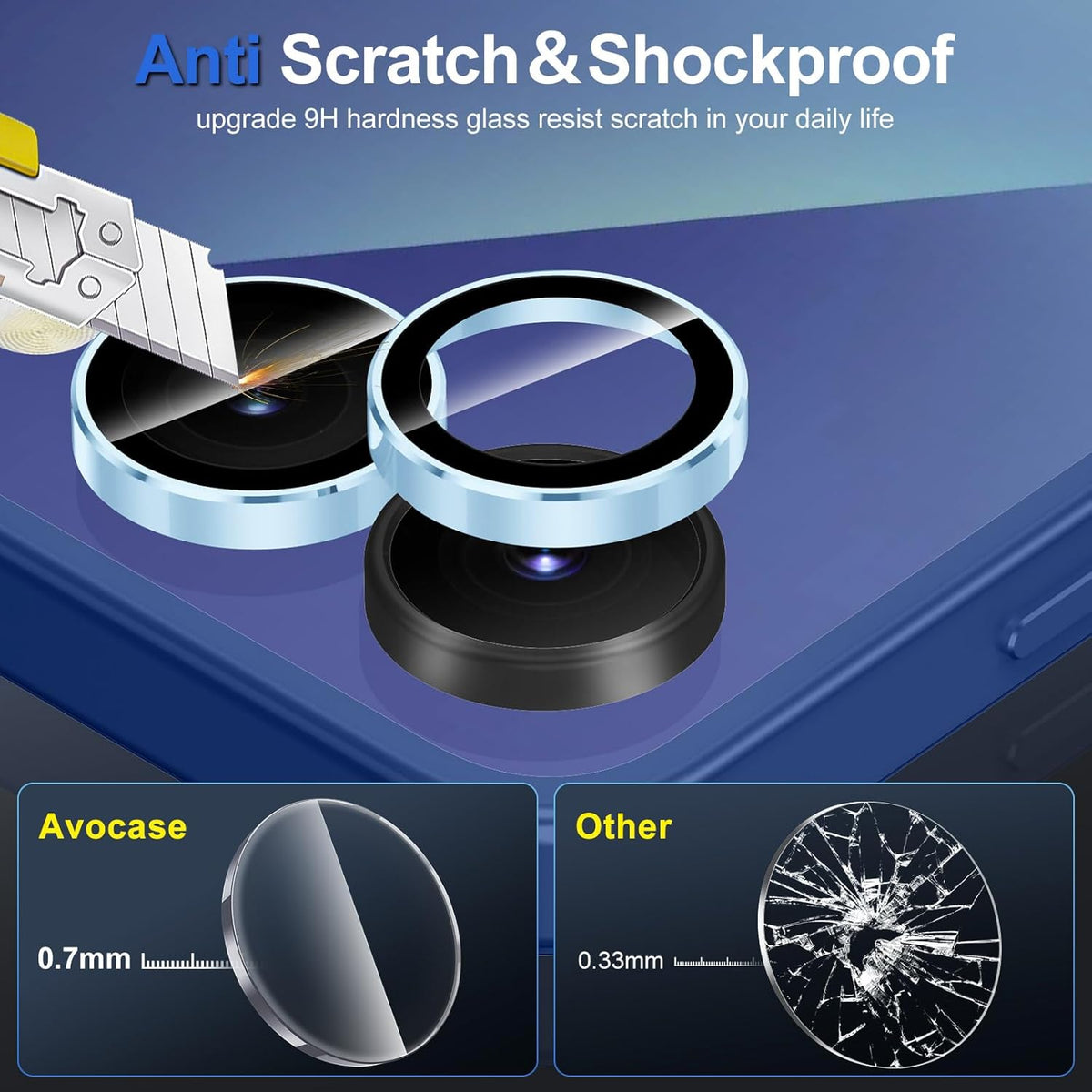 for Samsung Galaxy Z Flip 7 Camera Lens Protector, Individual Metal Ring Tempered Glass Lens Cover, [Strong Adsorption] Scratch Resistant Ultra-Thin HD Clear Lens Cover, 1 Set-Blue Ring