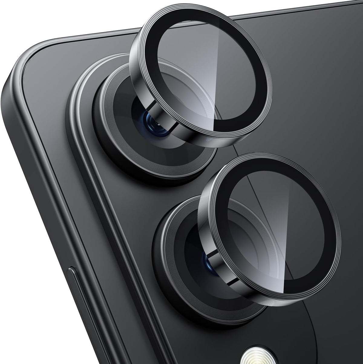 WSKEN for Samsung Galaxy S25 Edge Camera Lens Protector - Edge Thin Case Friendly, 9H Shatterproof Tempered Glass with Aluminum Metal Circle Camera Screen Protector Cover Accessories, Black