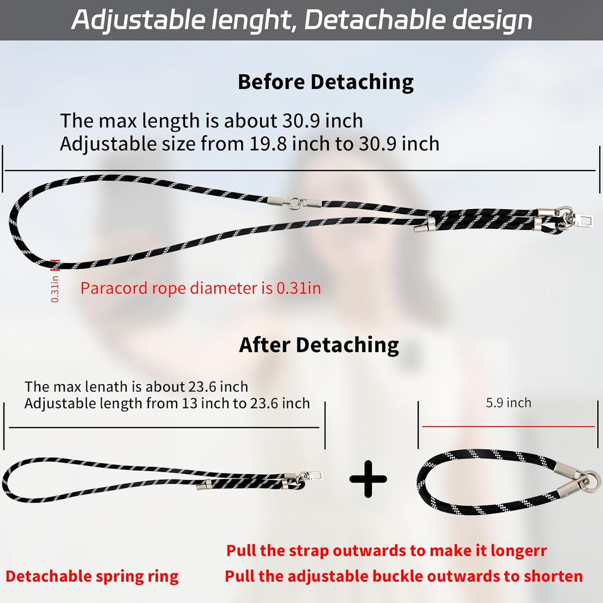 3-in-1 Adjustable Phone Lanyard Crossbody Cell Phone Neck Strap Universal Mobile Wrist Lanyard