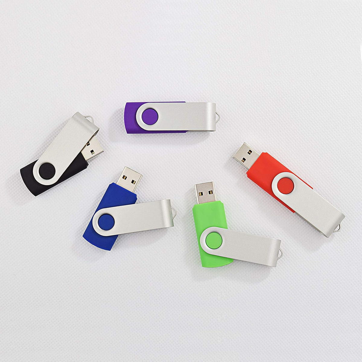 KOOTION 5 Pack 32GB Flash Drive USB 2.0 Thumb Drive Backup Memory Swivel Stick USB Drive (5 Mixed Color, 32G)