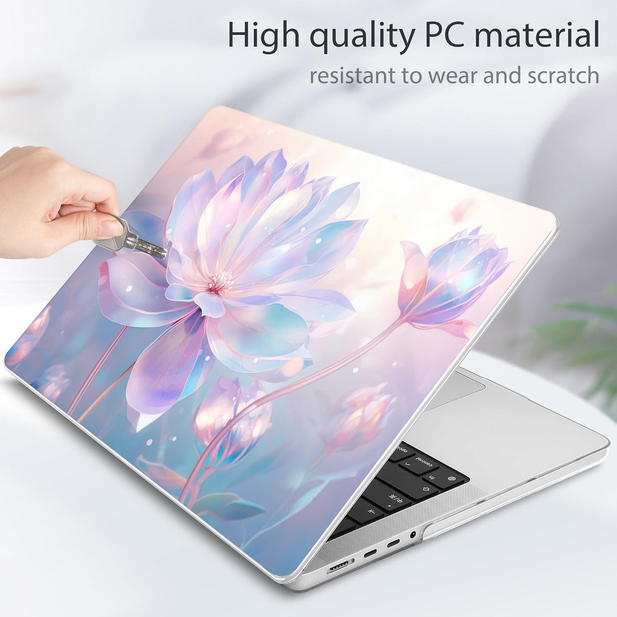 Tuiklol for MacBook Pro 14 Inch Case 2024-2021 Release M4 A3112 A3401 A3185/M3 A2918 A2992/M2 A2779/M1 A2442 Pro/Max,Hard Shell Case with Keyboard Cover & Screen Protector for Touch ID,Winter Flower