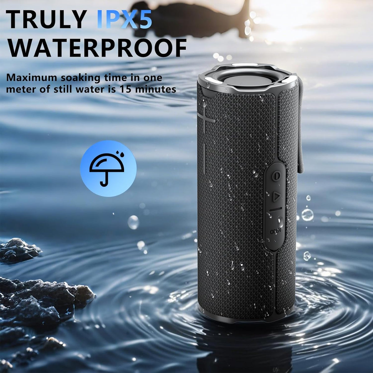 COOPERS Portable Bluetooth Speaker, Wireless Bluetooth Speaker, IPX5 Waterproof Speakers with RGB Lights, Loud Stereo Sound Deep Bass, Long Playtime TWS Pairing for Home/Party/Outdoor Beach
